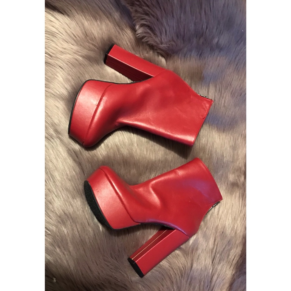 New red platform booties
